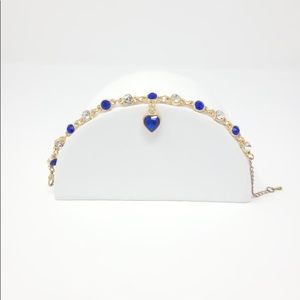 Sparkly Blue & White Heart Bracelet